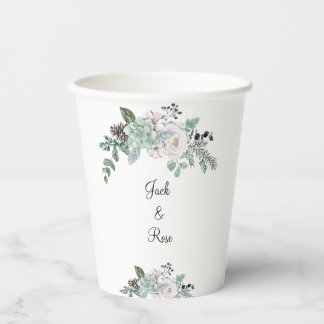 Winter-Wasserfarbenhochzeit Pappbecher