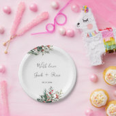 Winter-Wasserfarbenhochzeit Pappteller (Party)