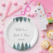 Winter-Wasserfarbenhochzeit Pappteller (Party)