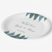 Winter-Wasserfarbenhochzeit Pappteller (Schrägansicht)