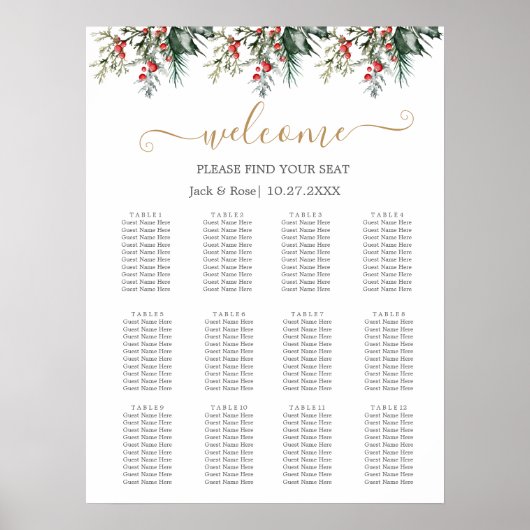 Winter-Wasserfarbenhochzeit Poster (Vorne)