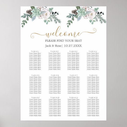 Winter-Wasserfarbenhochzeit Poster (Vorne)