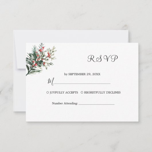 Winter-Wasserfarbenhochzeit RSVP Karte (Vorderseite)