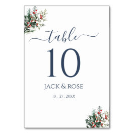 Winter-Wasserfarbenhochzeit Tischnummer