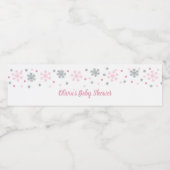 Winter Wasserflaschen Labels Rosa Silberschneefloc Wasserflaschenetikett (Einzelnes Label)