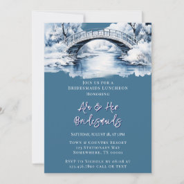 Winter Water Stream Bridge Bridesmaids Luncheon Einladung
