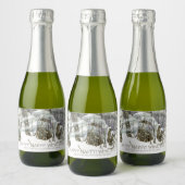 Winter Watercol Malerei Schaumweinetikett (Flaschen)