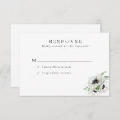 Winter Watercolor Anemones Wedding RSVP Karte (Vorne/Hinten)