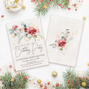 Winter Watercolor Blume 90. Geburtstagsparty Einladung