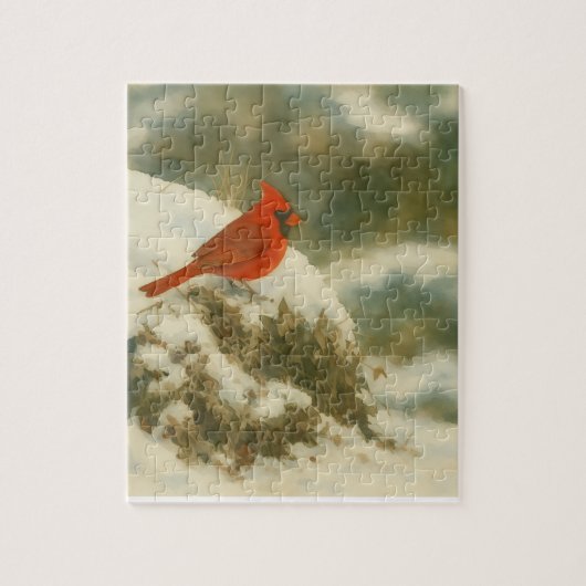 Winter Watercolor Cardinal Puzzle (Vertikal)