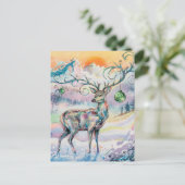 Winter Watercolor Christmas Deer Postkarte (Stehend Vorderseite)
