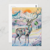 Winter Watercolor Christmas Deer Postkarte (Vorne/Hinten)
