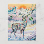Winter Watercolor Christmas Deer Postkarte (Vorderseite)