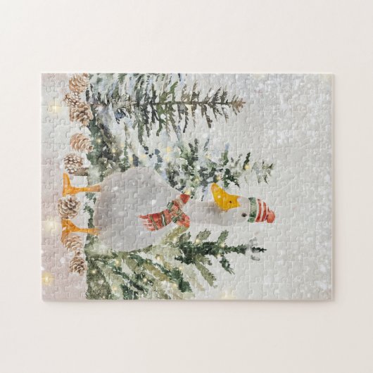 Winter Watercolor Duck Puzzle (Horizontal)