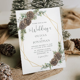 Winter Watercolor Elegante Script Wedding Einladung