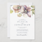 Winter Watercolor Floral Wedding Einladung (Vorderseite)