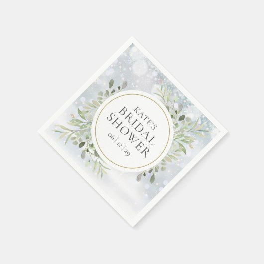 Winter Watercolor Greenery Brautparty Serviette (Ecke)