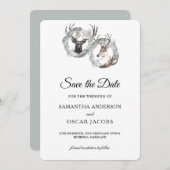Winter Watercolor Hirschreath Silver Save The Date (Vorne/Hinten)