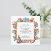 Winter Watercolor Holiday Cookie Exchange Baby Sho Einladung (Stehend Vorderseite)