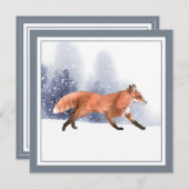 Winter Watercolor Holiday Fox Einladung (Vorne/Hinten)