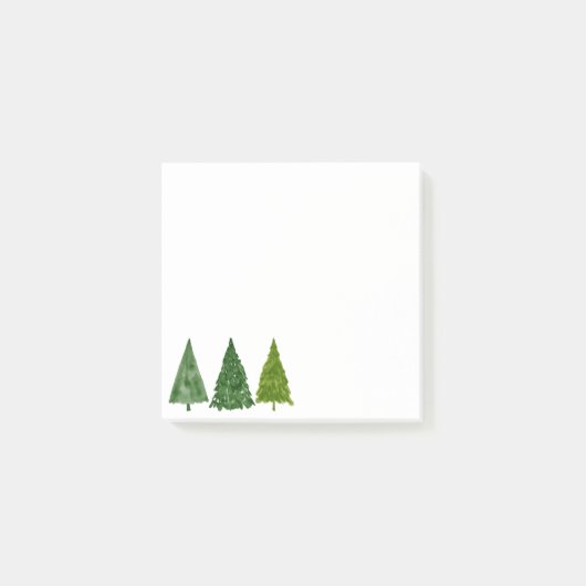 Winter Watercolor Holiday Green Christmas Tree Post-it Klebezettel (Vorderseite)
