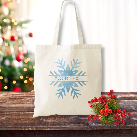 Winter Watercolor Holiday Snowflakes Personalisier Tragetasche