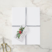 Winter Watercolor Holly Berry Greenery Geschenkanhänger (Mit Garn)