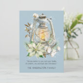 Winter Watercolor Lantern Snow Christmas Blue Card (Stehend Vorderseite)