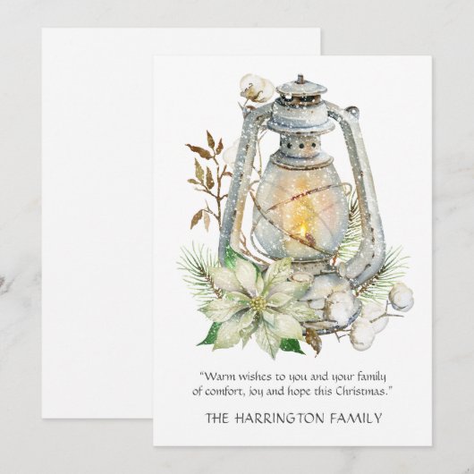 Winter Watercolor Lantern Snow Weihnachtskarte (Vorne/Hinten)