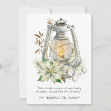 Winter Watercolor Lantern Snow Weihnachtskarte