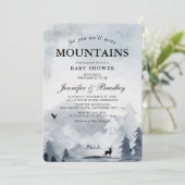 Winter Watercolor Mountains Paare Kinderdusche Einladung (Stehend Vorderseite)