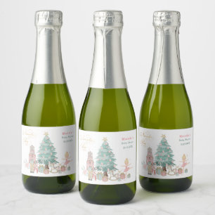 Winter Watercolor Nutcracker Ballet Merry Christma Schaumweinetikett