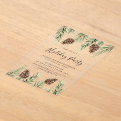 Winter Watercolor Pine Cone Feiertag Acryleinladungen (Ablage )