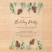 Winter Watercolor Pine Cone Feiertag Acryleinladungen (Vorderseite)