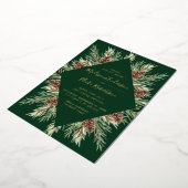 Winter Watercolor Pine Cone Frame Wedding Folieneinladung (Gedreht)