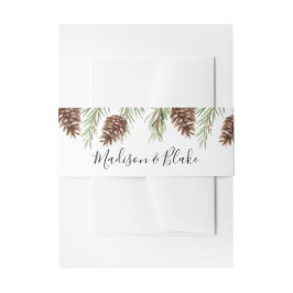 Winter Watercolor Pinecone Wedding Einladungsbanderole