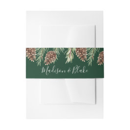 Winter Watercolor Pinecone Wedding Einladungsbanderole