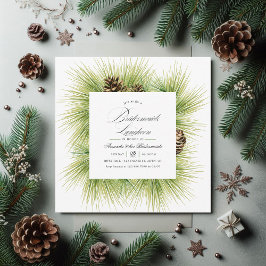 Winter Watercolor Pines Bridesmaids Mittagessen Einladung