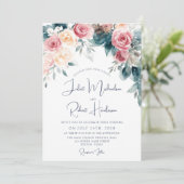 Winter Watercolor Pink Blue Yellow Floral Wedding Einladung (Stehend Vorderseite)