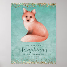 Winter Watercolor Red Fox Baby Duster Poster