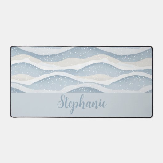 Winter Watercolor Snowfall Wave Personalized Schreibtischunterlage (Vorderseite)