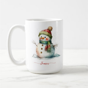 Winter Watercolor Snowman Personalisiert Weihnacht Kaffeetasse