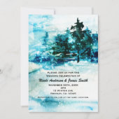 Winter Watercolor Snowy Forest Pine Trees Hochzeit Einladung (Vorderseite)
