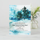 Winter Watercolor Snowy Forest Pine Trees Hochzeit Einladung (Stehend Vorderseite)