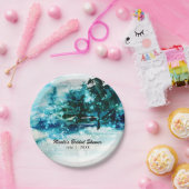 Winter Watercolor Snowy Forest Pine Trees Hochzeit Pappteller (Party)