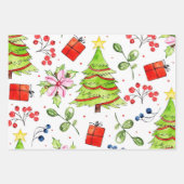 Winter Watercolor Weihnachtsbaum Geschenkpapier Set (Vorderseite)