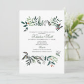 Winter Watercolor Wreath Bridal Dusche Einladung (Stehend Vorderseite)