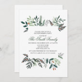 Winter Watercolor Wreath Housewarming Einladung (Vorne/Hinten)