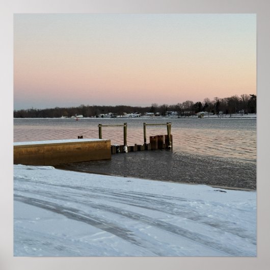 Winter Waterscape Sunset Poster (Vorne)