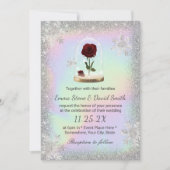 Winter Wedding Beauty Rose Dome Holographic Einladung (Vorderseite)